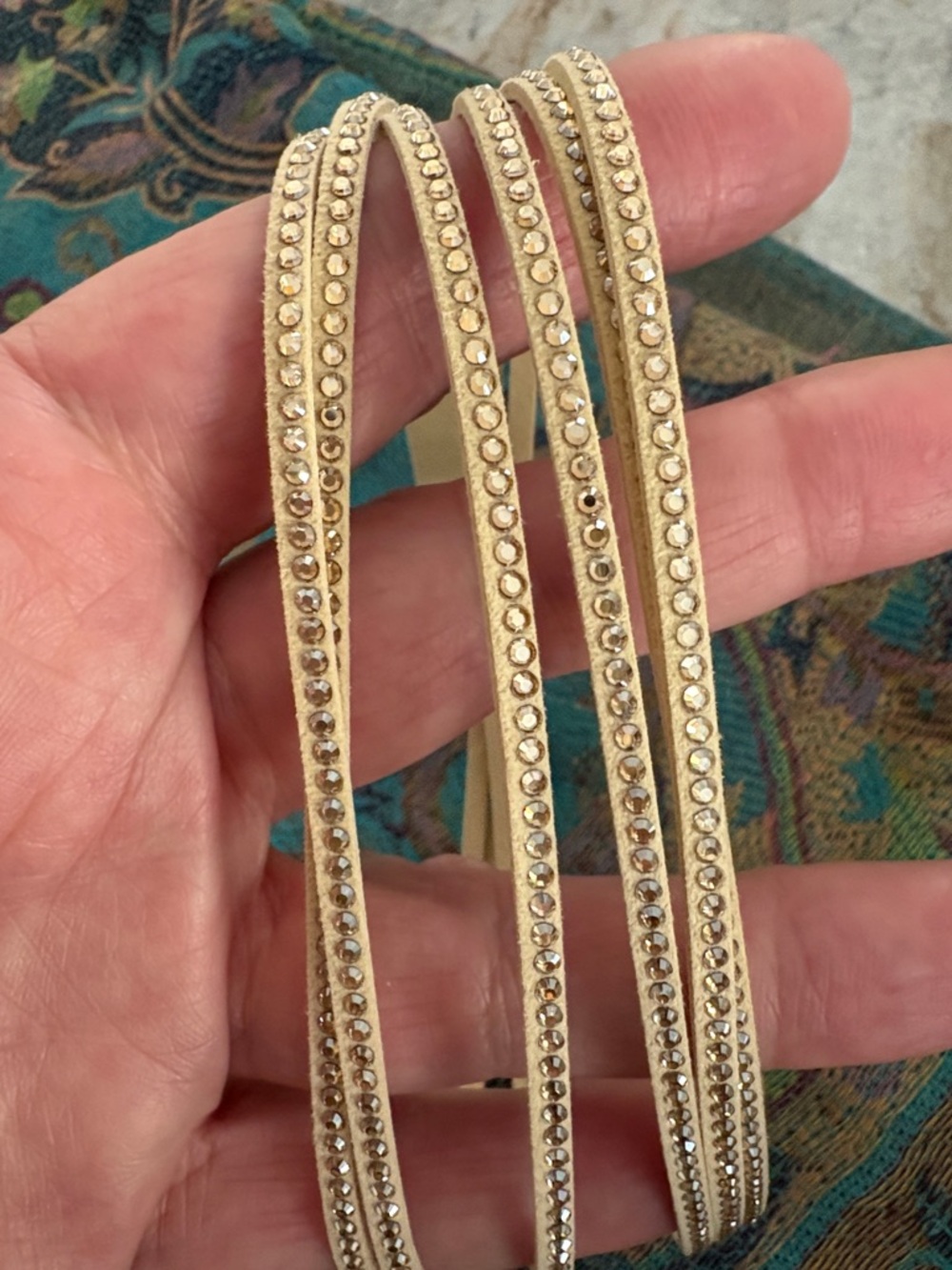 Touchstone Crystal-Embellished Triple Wrap Leather Bracelet - Golden - Picture 8 of 8